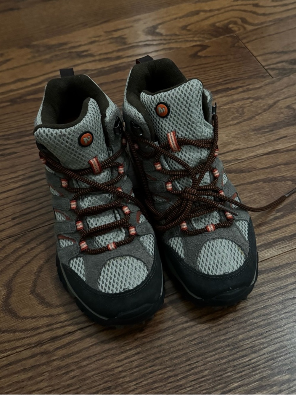 Merrell Women’s Gray and Black Hiking Boots with Orange Accents